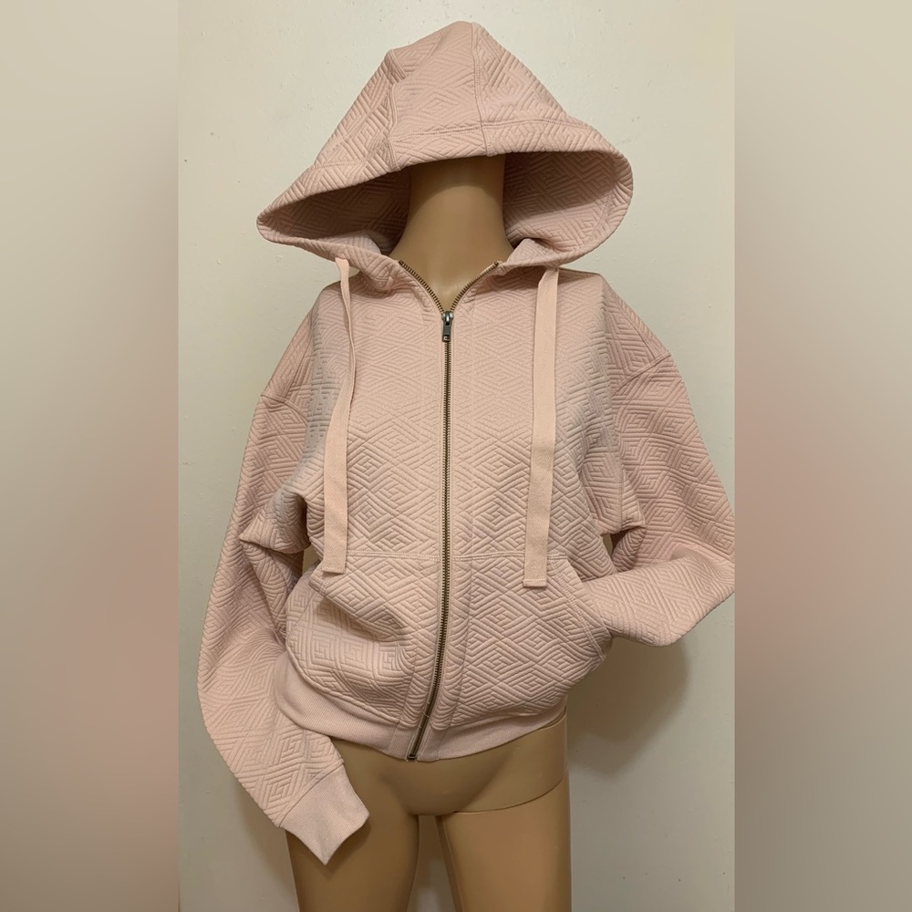 NWT Thirdlove Dusty Rose Quilted Cropped Zip Up Hooded Sweatshirt Women’s XS